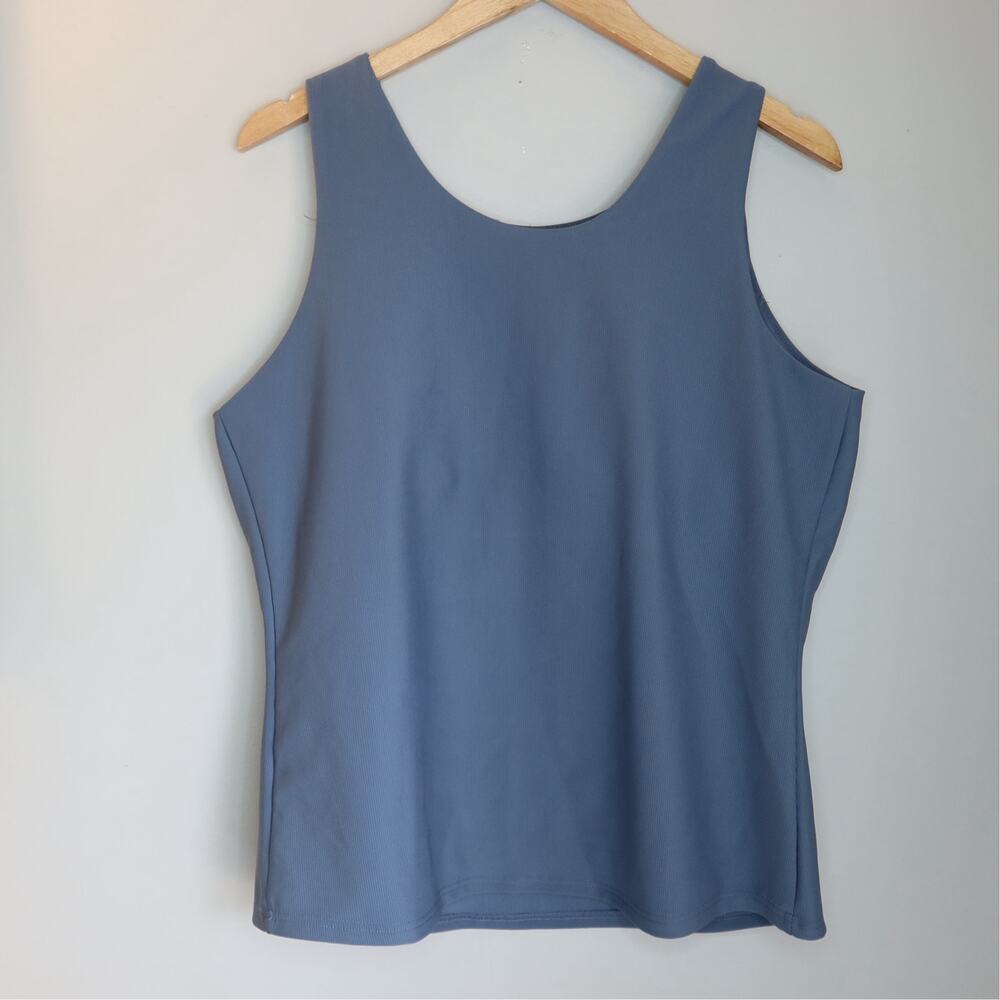 32 Degrees Cool Dusty Blue Ribbed Athletic Tank Top Lined Size XXL